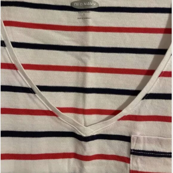 NWT Old Navy EveryWear Striped Tank Top Chest-Pocket V-Neck Women XL - Picture 2 of 2